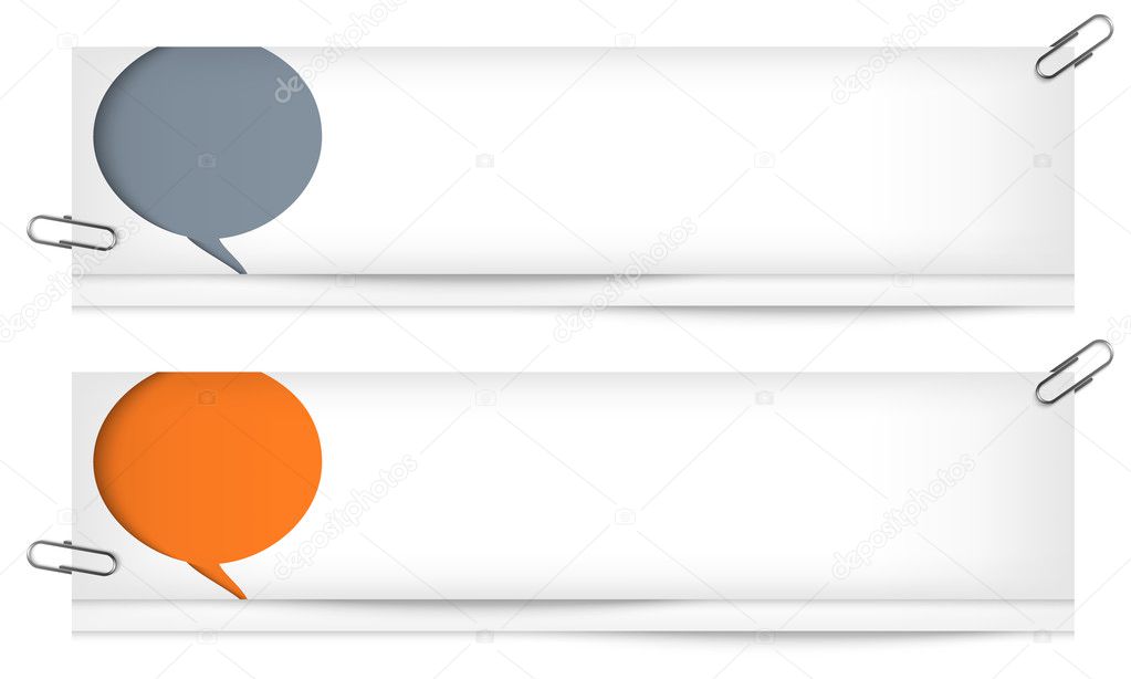 set of two blank banners with speech bubbles