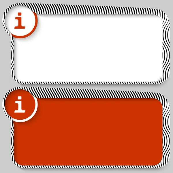 Conjunto de dos vectores cuadro de texto con patrón y signo de información — Archivo Imágenes Vectoriales