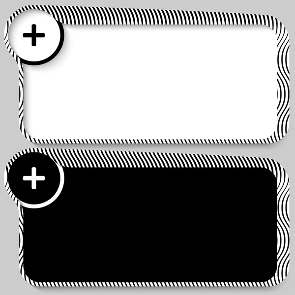 Set aus zwei Vektor-Textfeldern mit Muster und Pluszeichen — Stockvektor