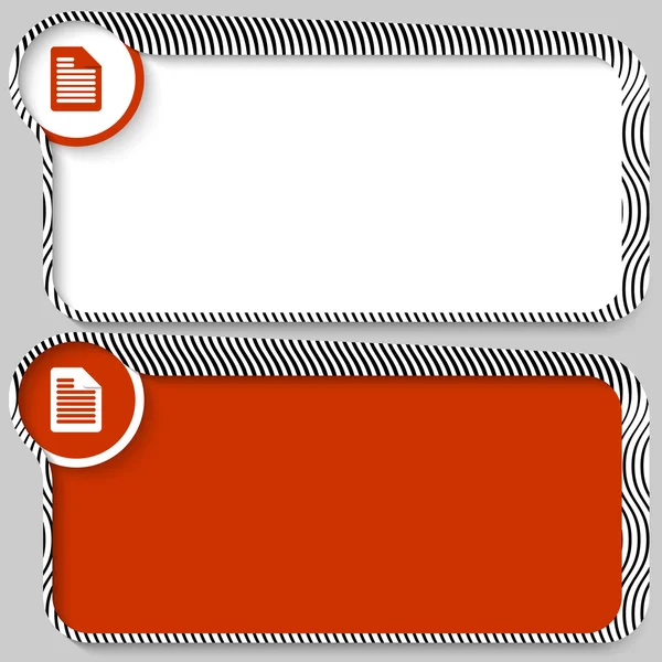 Conjunto de dos vectores cuadro de texto con patrón e icono de nota — Vector de stock
