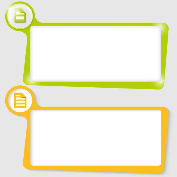 Conjunto de dos cuadros de texto para texto con el icono de notas — Archivo Imágenes Vectoriales