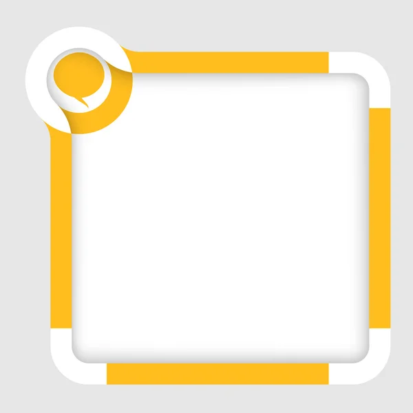Vektor-Box für Text mit gelber Sprechblase — Stockvektor