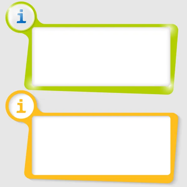 Conjunto de dos cuadros de texto para texto con el icono de información — Vector de stock