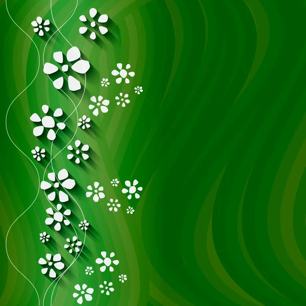 Green vector abstract floral background with waves — Stock Vector