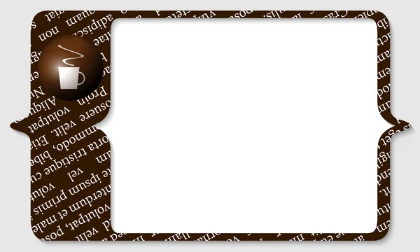 Caja marrón para cualquier texto con taza de café — Vector de stock