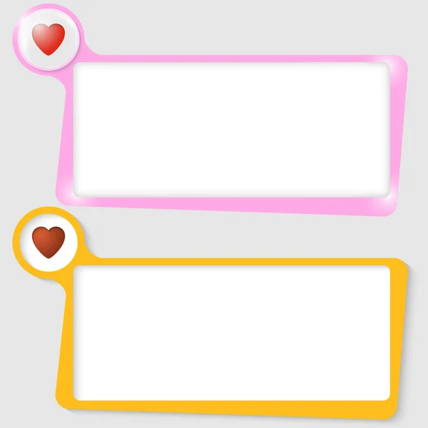 Set van twee tekstvakken voor tekst met het hart — Stockvector