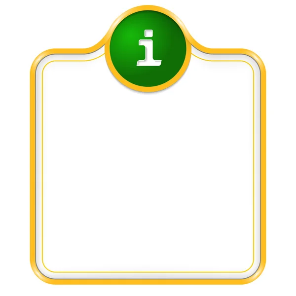 Boîte vectorielle jaune pour le texte avec signe info — Image vectorielle