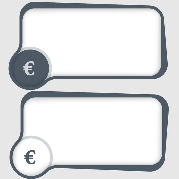 Conjunto de dos marcos de texto vectoriales y signo de euro — Vector de stock