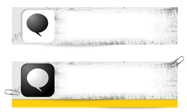 Set van twee vuile banners met tekstballon — Stockvector