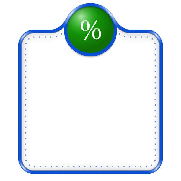 Caixa de vetor azul para texto com sinal percentual — Vetor de Stock