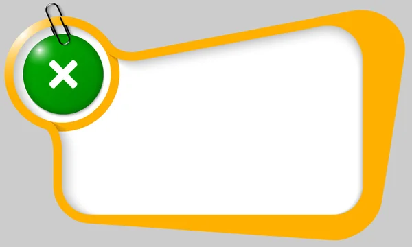 Zone de texte jaune pour tout texte avec panneau d'interdiction blanc et trombone — Image vectorielle