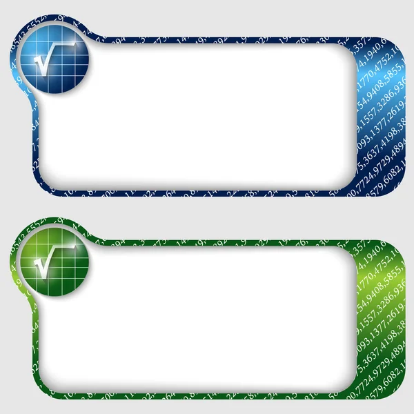 Set of two abstract text frames with square root sign — Stock Vector