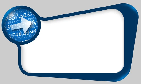 Casella blu per il testo con freccia e texture di numeri — Vettoriale Stock