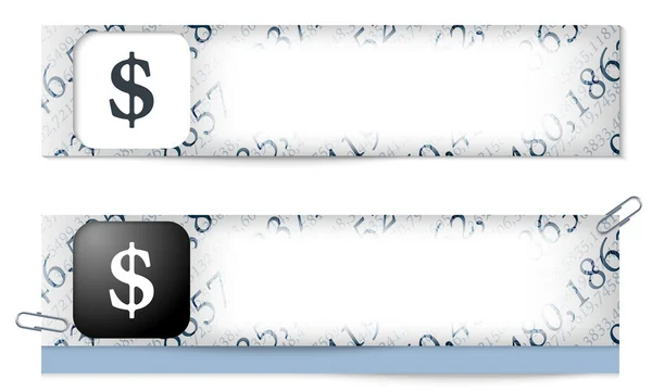 Conjunto de dois banners com a textura dos números e dólar si — Vetor de Stock