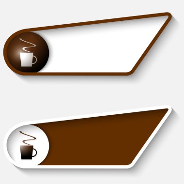 set of two brown box for text with cup of coffee clipart