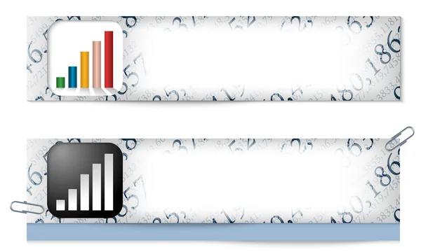 Set di due banner con la trama dei numeri e del grafico — Vettoriale Stock