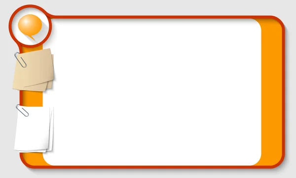 Caixa de texto vetorial para qualquer texto com dois clipes de papel e bub de fala — Vetor de Stock