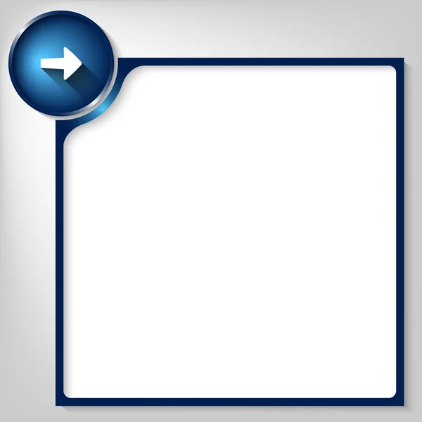 Cuadro azul para cualquier texto con flecha blanca — Vector de stock