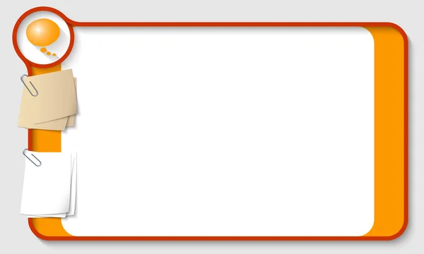 Vektor-Textfeld für beliebigen Text mit zwei Büroklammern und Sprechbub — Stockvektor