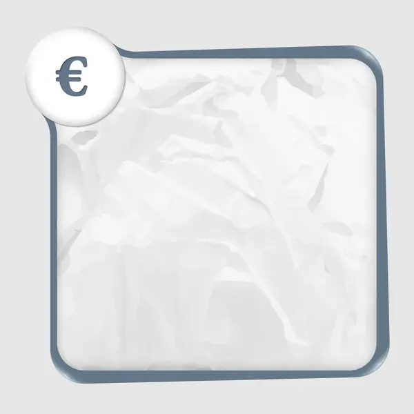 Casella di testo con texture di carta e segno di euro — Vettoriale Stock