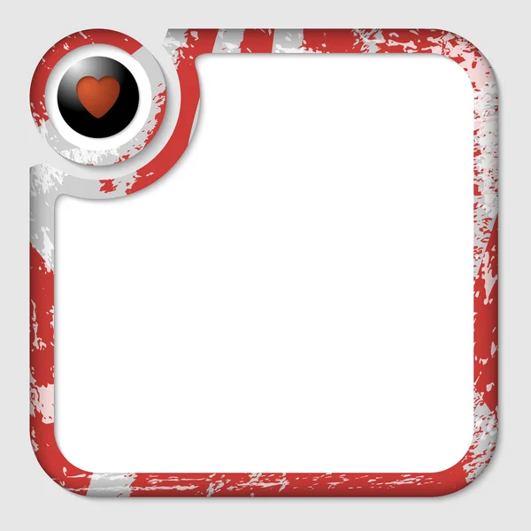 パターンと心でテキストを挿入するための赤い箱 — ストックベクタ