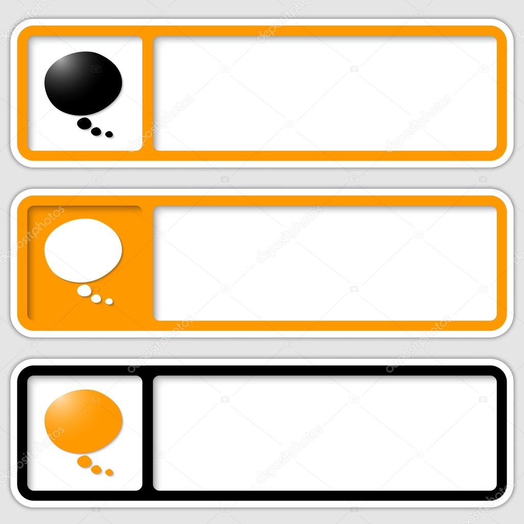 set of three frames for inserting text and speech bubble