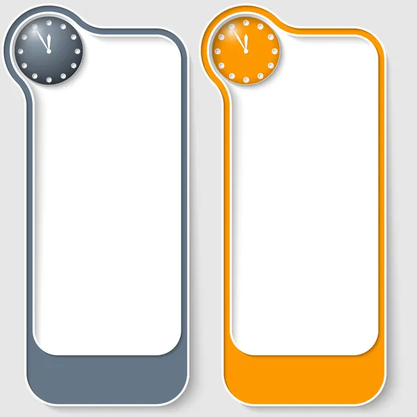 Set of two vector text boxes with clock — Stock Vector