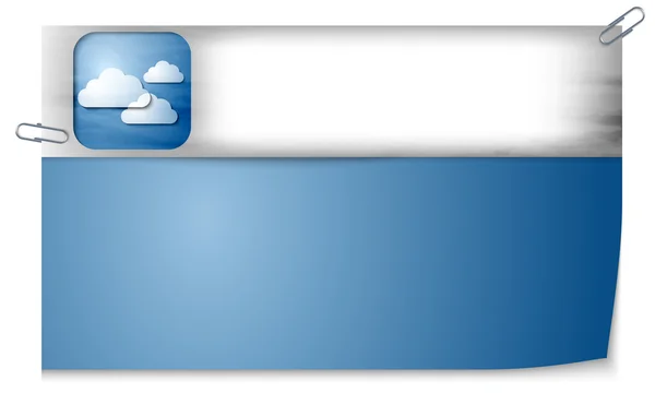 Lege banner met textuur en drie wolken — Stockvector