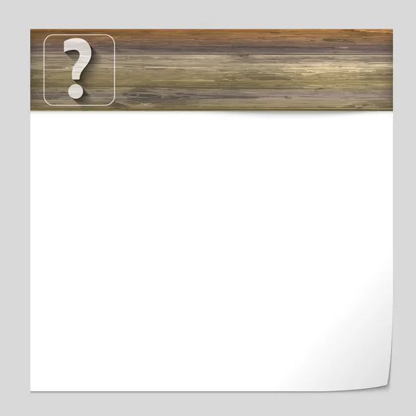 Banner vetorial com textura de madeira e ponto de interrogação — Vetor de Stock