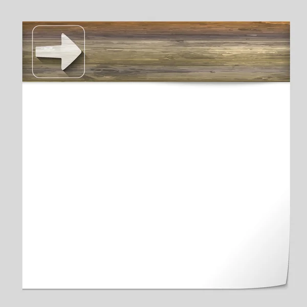 Векторный баннер с деревянной текстурой и стрелкой — стоковый вектор