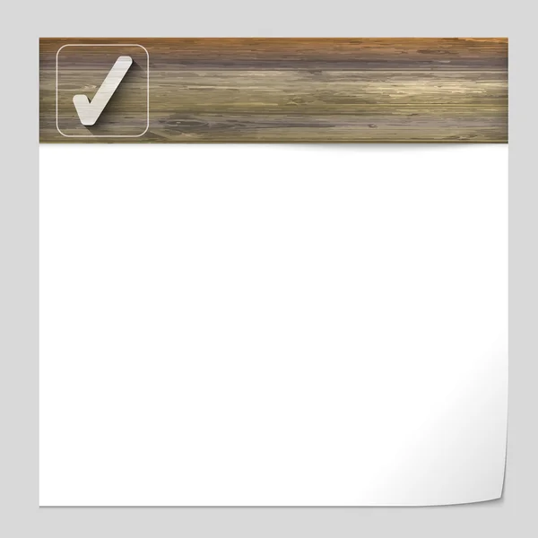 Vector banner with wood texture and check box — Stock Vector