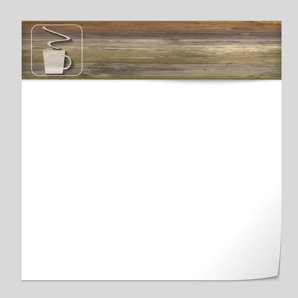 Banner vetorial com textura de madeira e xícara de café — Vetor de Stock