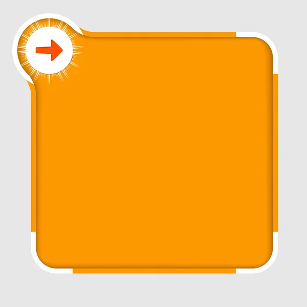 Quadro de texto abstrato laranja para texto com seta — Vetor de Stock