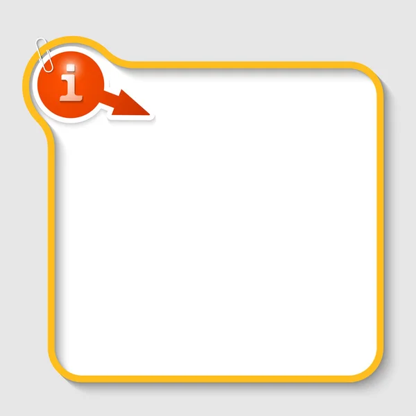 Желтый векторный текст рамка с информационным знаком и скрепкой — стоковый вектор