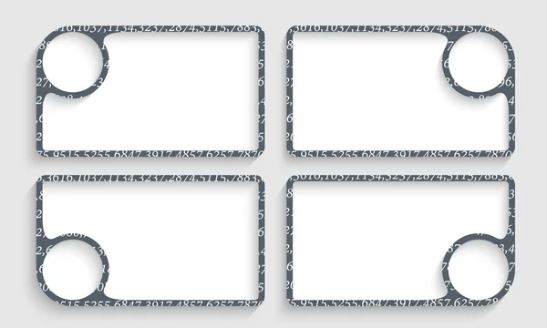 Ensemble de cadres de texte avec la texture des nombres — Image vectorielle