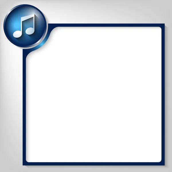 Cuadro azul para cualquier texto con icono de música blanca — Vector de stock