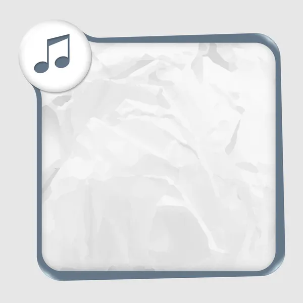 Caixa de texto com textura de papel e ícone de música — Vetor de Stock