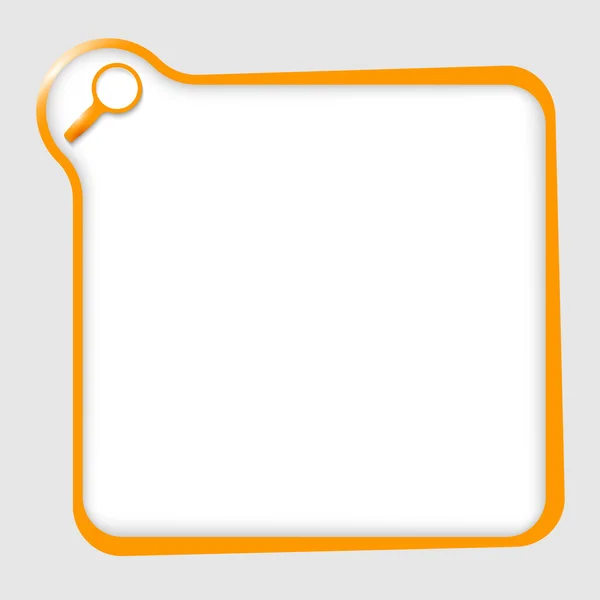 Cuadro de texto naranja para cualquier texto con lupa cuadrada — Vector de stock
