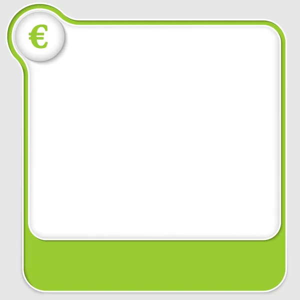 Caixas de texto vetoriais verdes com sinal de euro — Vetor de Stock