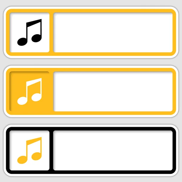 Set van drie vakken voor tekst met muziek pictogram — Stockvector