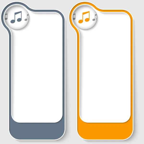 Set of two vector text boxes with music icon — Stock Vector