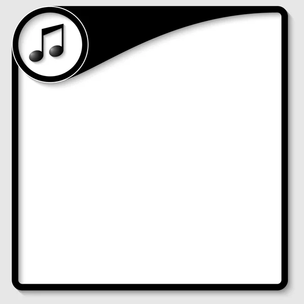 Caja de vector negro para cualquier texto con icono de música — Vector de stock