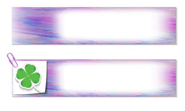 Conjunto de dois banners com a textura e cloverleaf —  Vetores de Stock