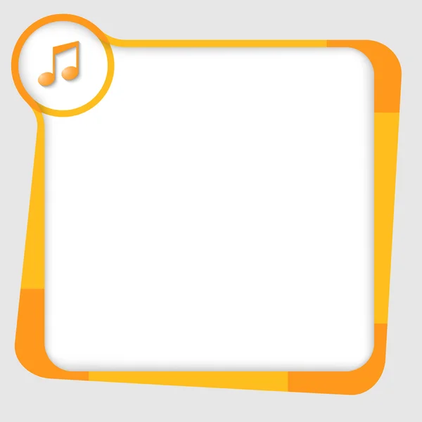 Cuadro naranja y amarillo para texto con icono de música — Vector de stock