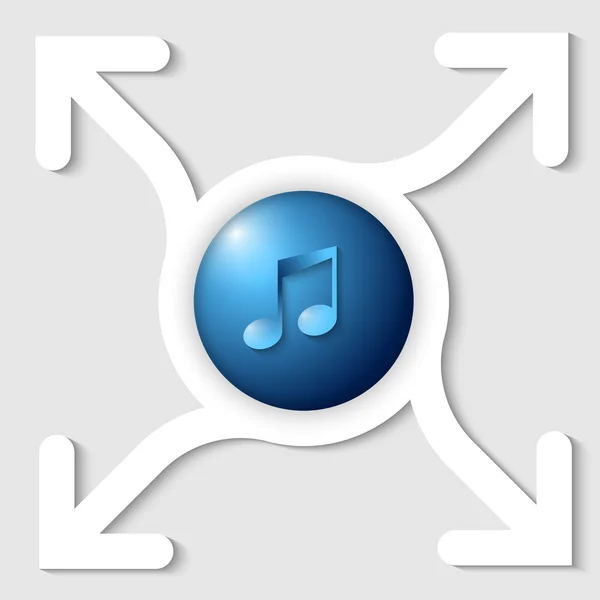 Abstraktní snímek s hudební ikonu a čtyři šipky — Stockový vektor
