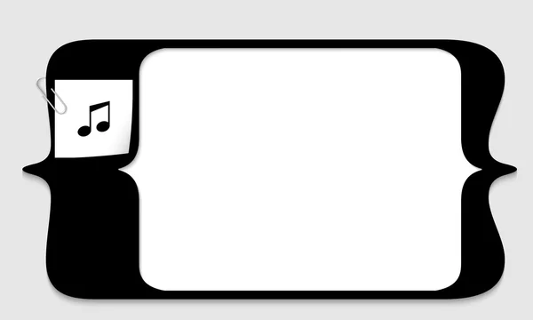 Textfeld für beliebigen Text mit Musiksymbol und Büroklammer — Stockvektor