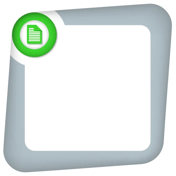 Cuadro abstracto para introducir texto con icono de documento verde — Archivo Imágenes Vectoriales