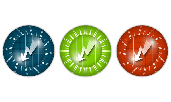 Set di tre icone colorate con flash — Vettoriale Stock