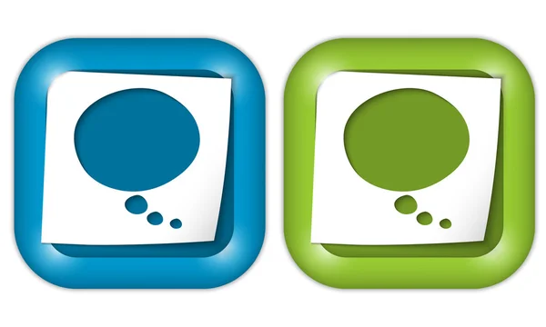 Ensemble de deux icônes avec papier et bulle vocale — Image vectorielle
