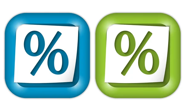 Set of two icons with paper and percent sign — Stock Vector